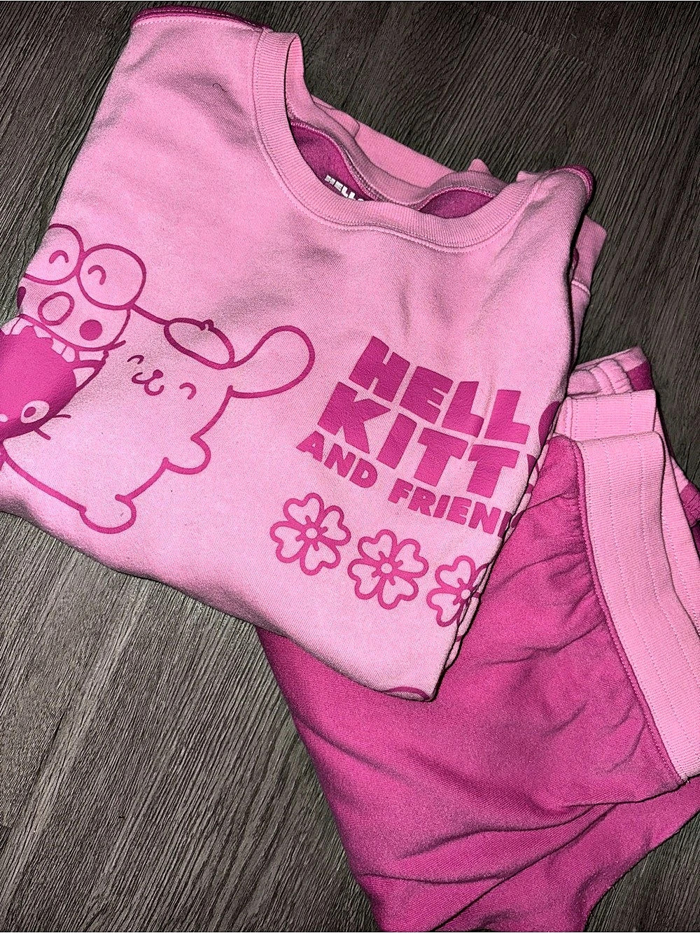Sanrio Hello Kitty & Friends Pink Two Tone Colorblock Sweatshirt & Joggers Set